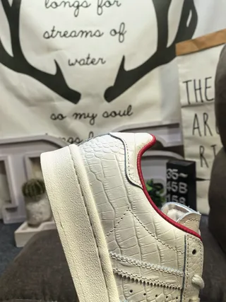 Adidas Superstar Crocodile-Embossed Off-White and Red Lifestyle Sneakers 3