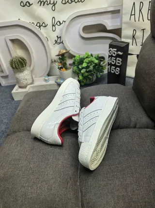 Adidas Superstar Crocodile-Embossed Off-White and Red Lifestyle Sneakers 6