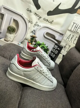 Adidas Superstar Crocodile-Embossed Off-White and Red Lifestyle Sneakers 9