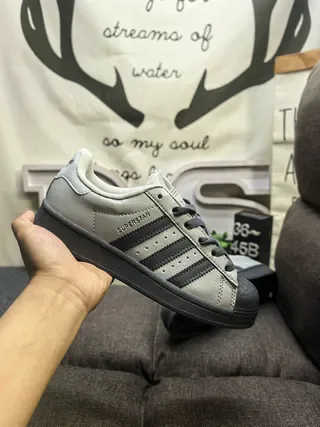 Adidas Superstar Gray and Black Lifestyle Sneakers 5