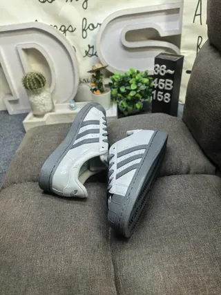 Adidas Superstar Gray and Black Lifestyle Sneakers 6