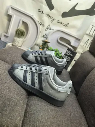 Adidas Superstar Gray and Black Lifestyle Sneakers 7