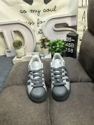 Adidas Superstar Gray and Black Lifestyle Sneakers 10