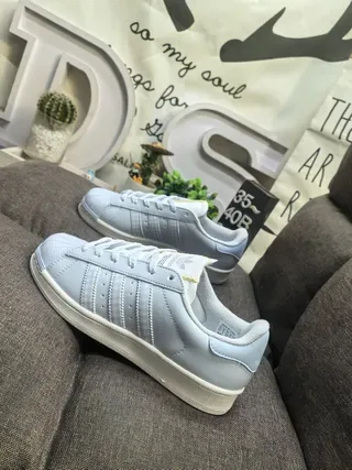 Adidas Superstar Light Blue Lifestyle Sneakers 7