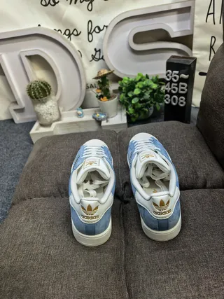 Adidas Superstar Light Blue Suede Shell Toe Lifestyle Sneakers 8
