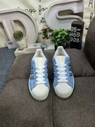 Adidas Superstar Light Blue Suede Shell Toe Lifestyle Sneakers 10