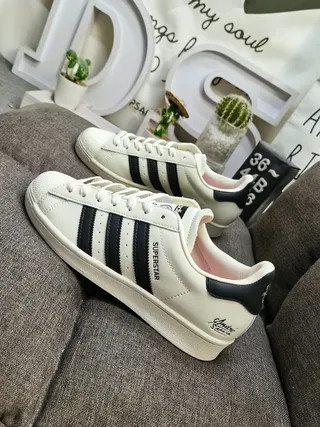 Adidas Superstar Off-White and Black Lifestyle Sneakers 7