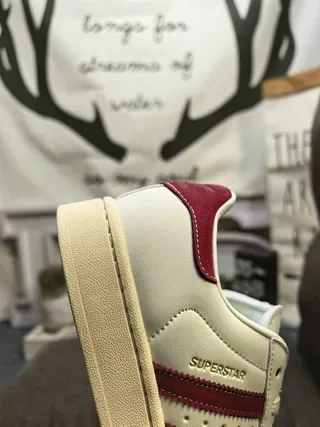Adidas Superstar Off-White and Burgundy Lifestyle Sneakers 3