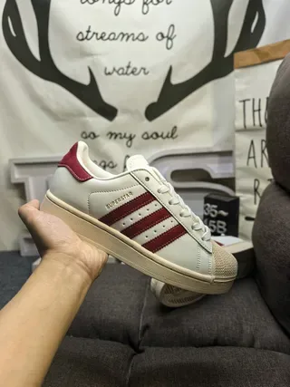 Adidas Superstar Off-White and Burgundy Lifestyle Sneakers 5