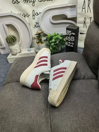 Adidas Superstar Off-White and Burgundy Lifestyle Sneakers 6
