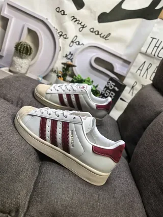 Adidas Superstar Off-White and Burgundy Lifestyle Sneakers 7