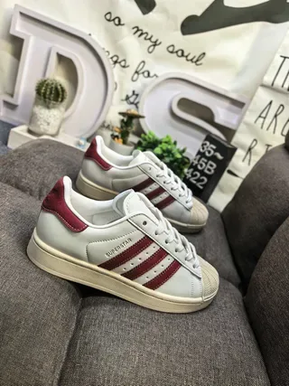 Adidas Superstar Off-White and Burgundy Lifestyle Sneakers 9