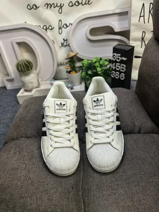 Adidas Superstar Off-White and Navy Lifestyle Sneakers 10