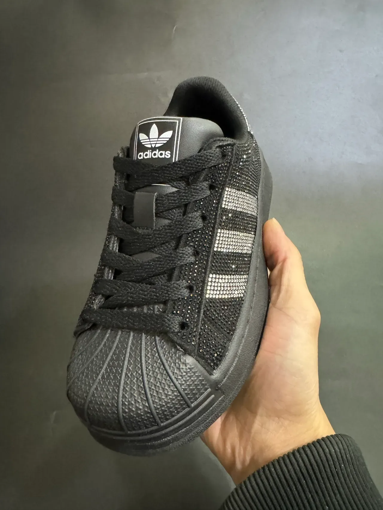 Adidas Superstar Rhinestone-Embellished Black Lifestyle Sneakers 5