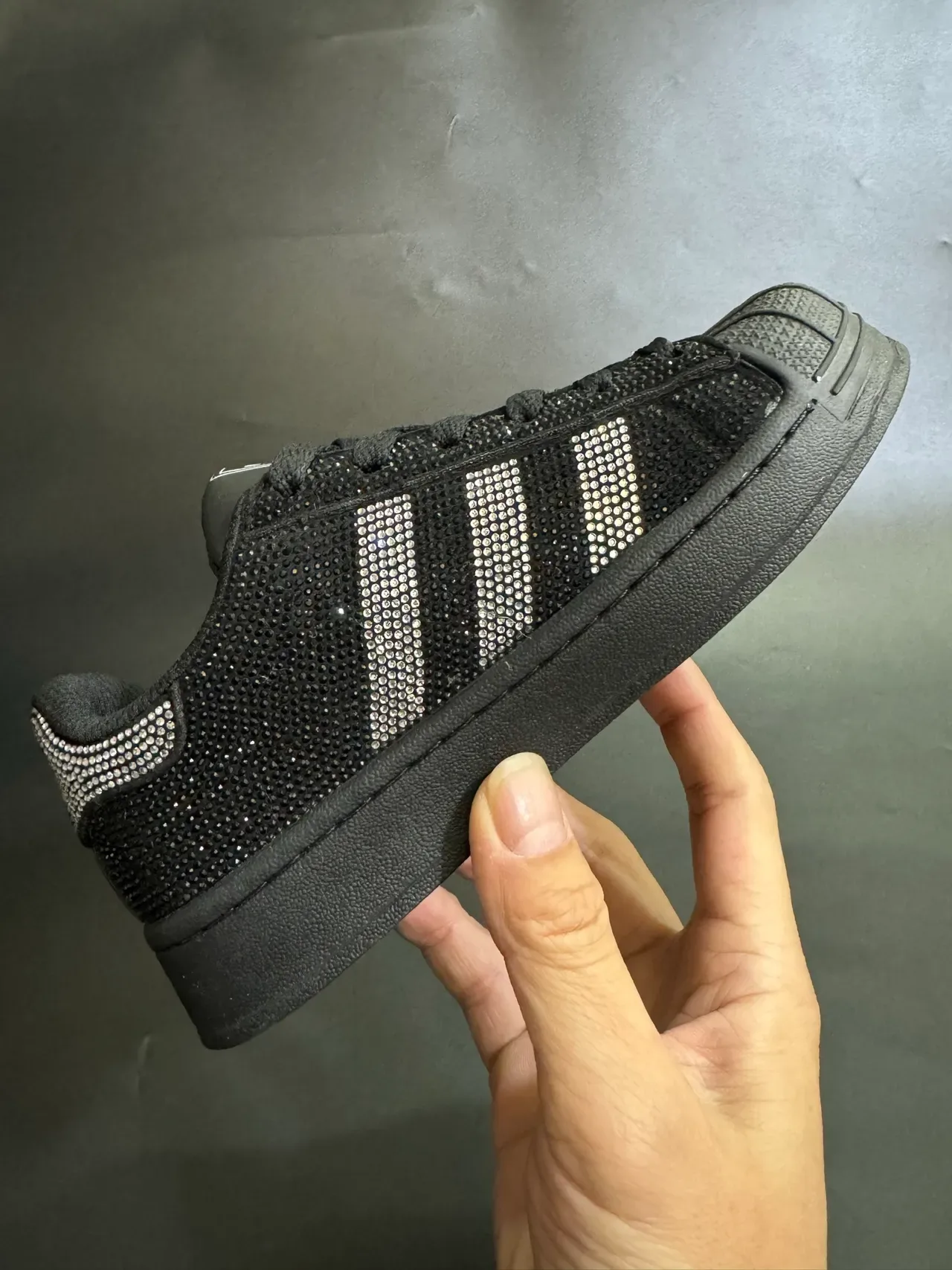 Adidas Superstar Rhinestone-Embellished Black Lifestyle Sneakers 6
