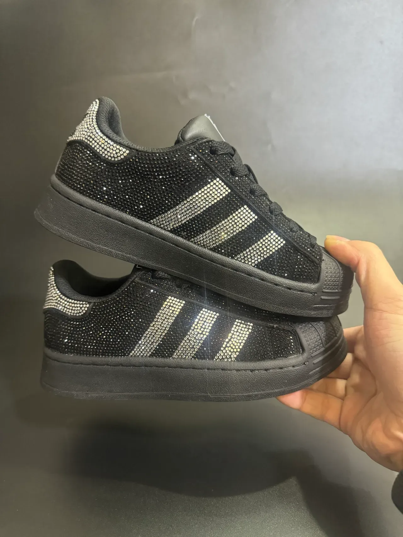 Adidas Superstar Rhinestone-Embellished Black Lifestyle Sneakers 10