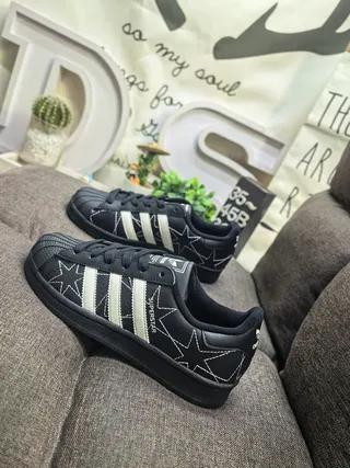 Adidas Superstar Star-Embroidered Black and Cream Lifestyle Sneakers 7