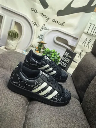 Adidas Superstar Star-Embroidered Black and Cream Lifestyle Sneakers 9
