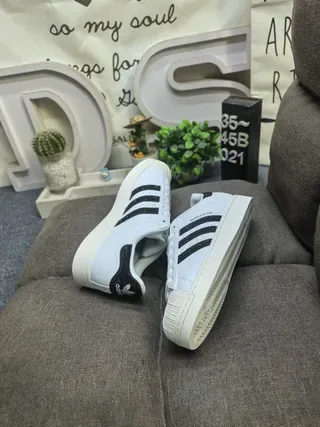 Adidas Superstar White and Black Glitter Heel Tab Lifestyle Sneakers 6