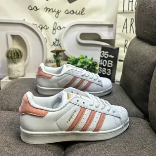 Adidas Superstar White and Dusty Rose Lifestyle Sneakers