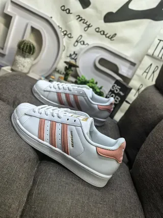 Adidas Superstar Baskets Lifestyle Blanc et Rose Poudré 7
