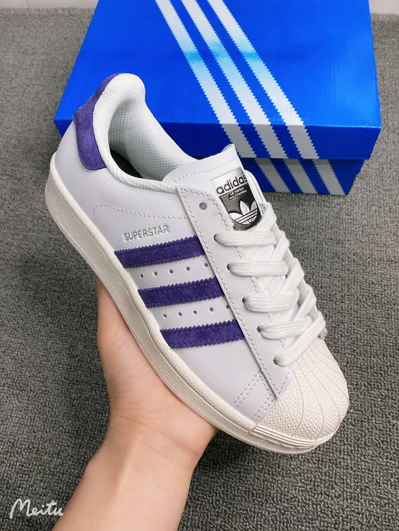 Adidas Superstar White and Purple Lifestyle Sneakers 2