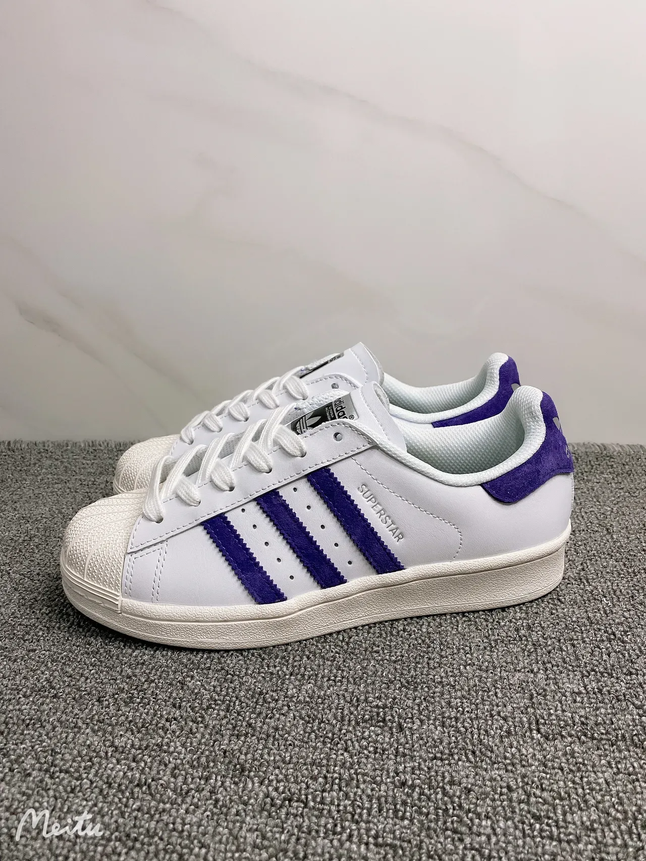 Adidas Superstar White and Purple Lifestyle Sneakers 3