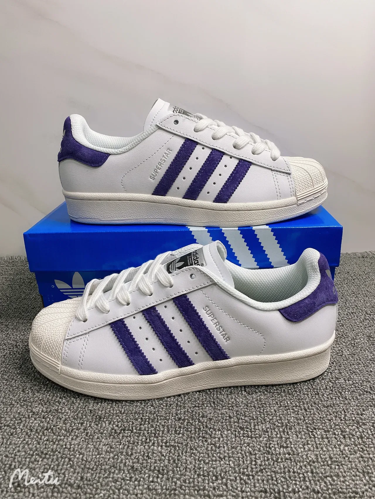 Adidas Superstar White and Purple Lifestyle Sneakers 4