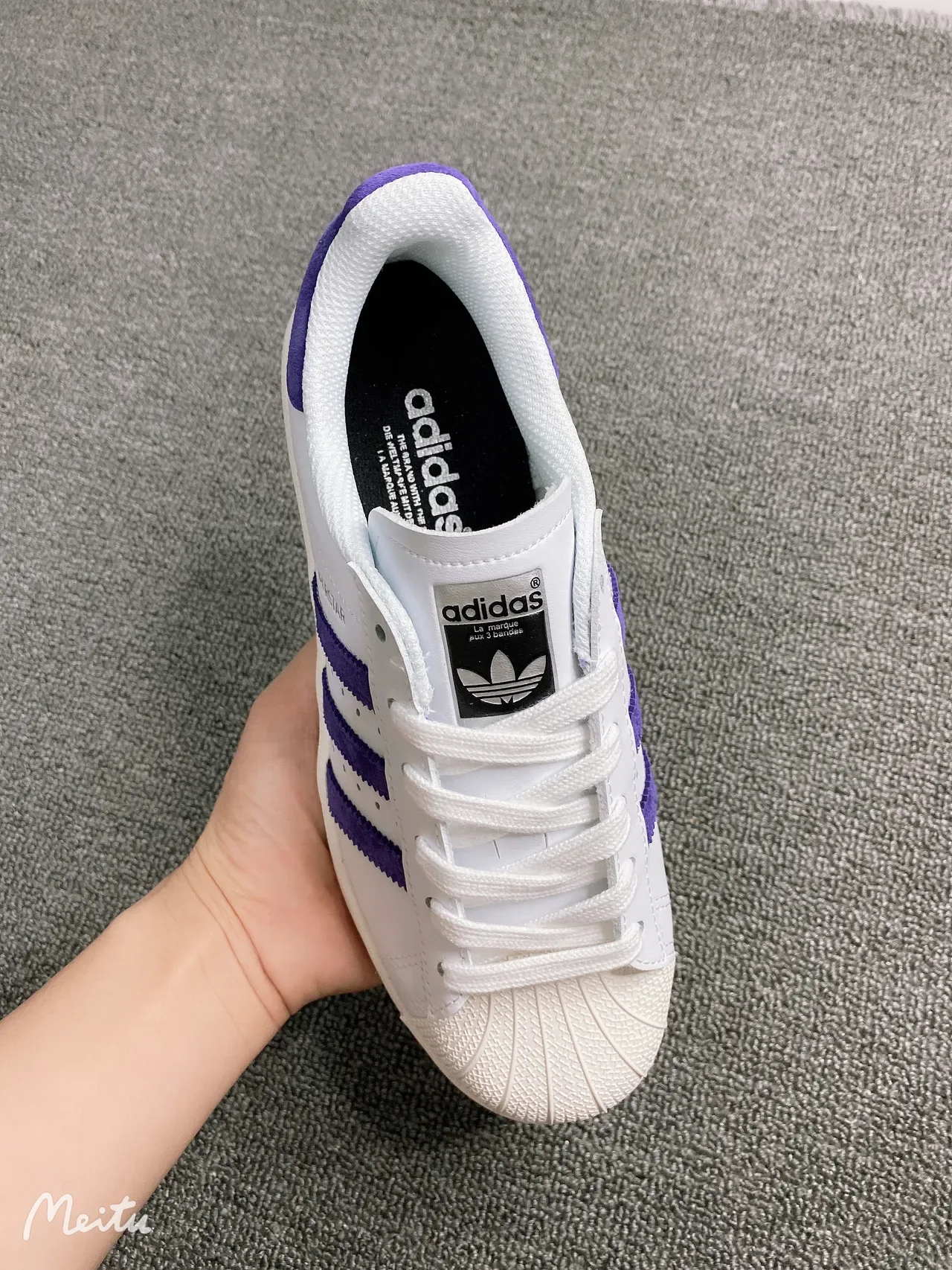 Adidas Superstar White and Purple Lifestyle Sneakers 5