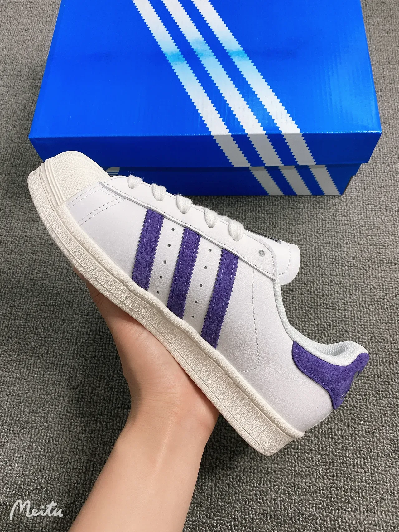 Adidas Superstar White and Purple Lifestyle Sneakers 6