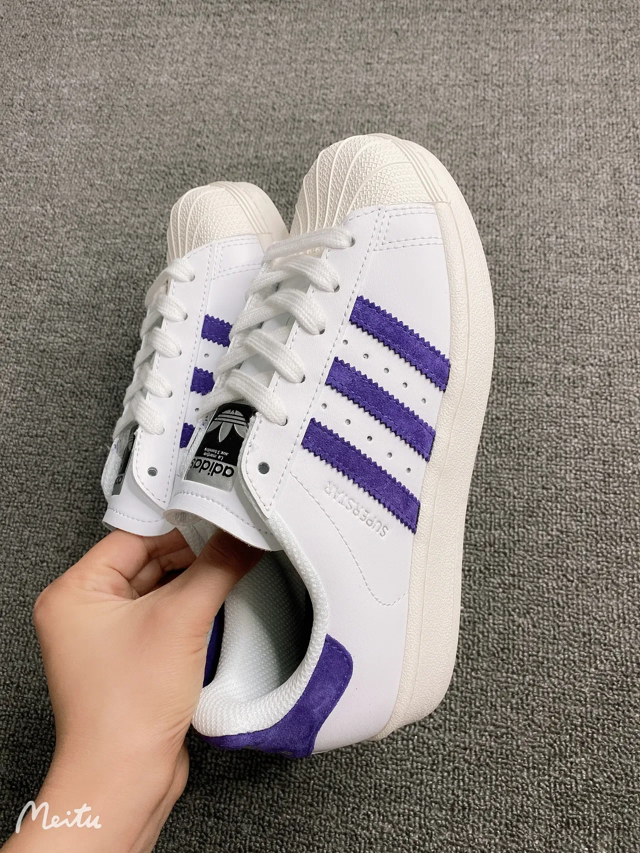 Adidas Superstar White and Purple Lifestyle Sneakers 7