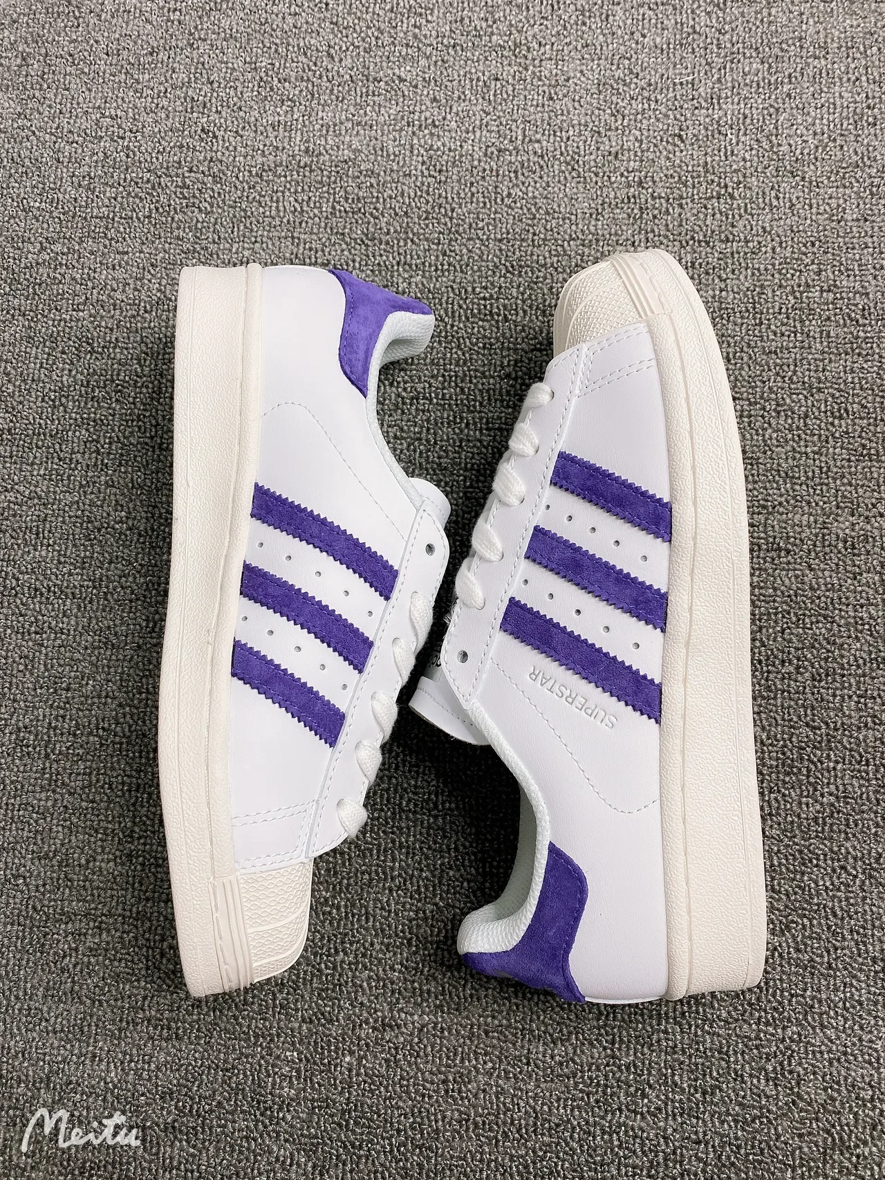 Adidas Superstar White and Purple Lifestyle Sneakers 9