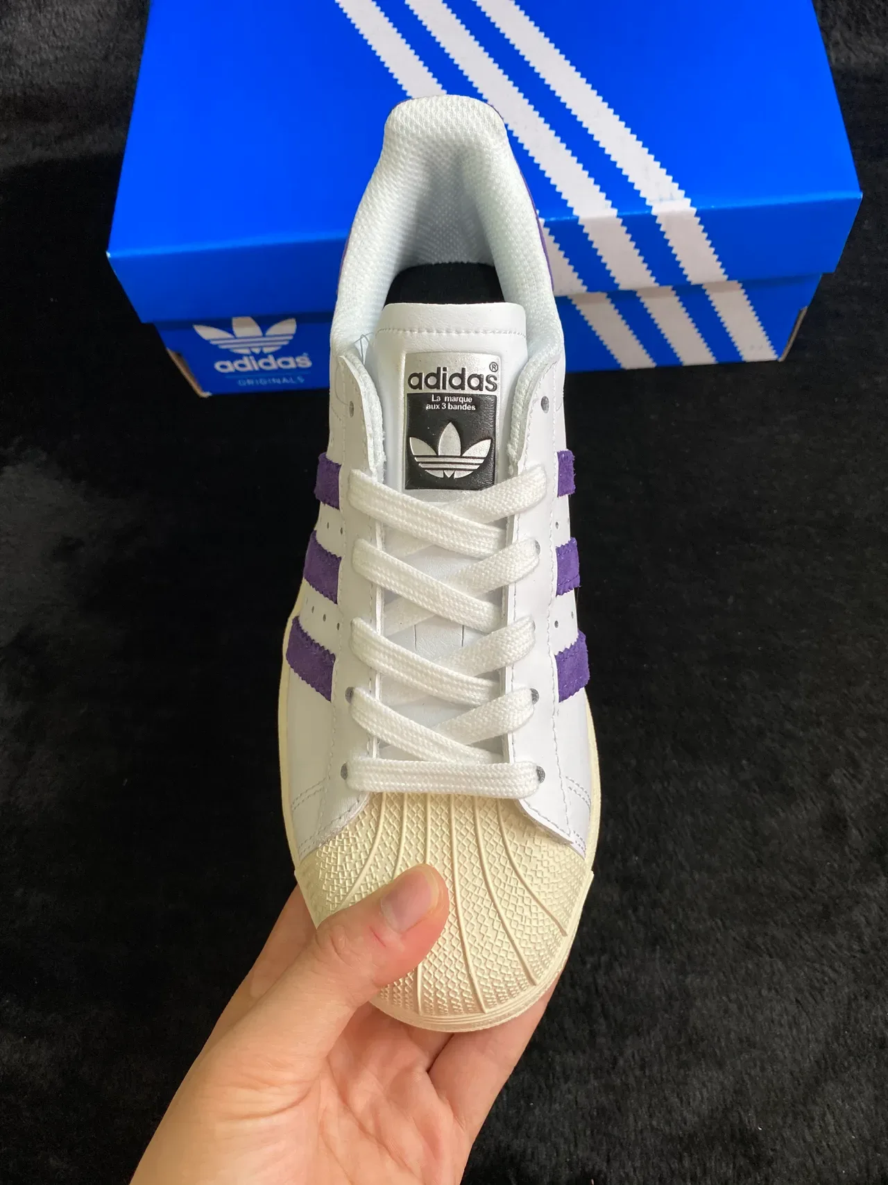 Adidas Superstar White and Purple Lifestyle Sneakers 11