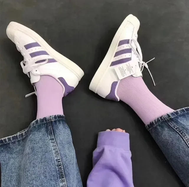 Adidas Superstar White and Purple Lifestyle Sneakers 12