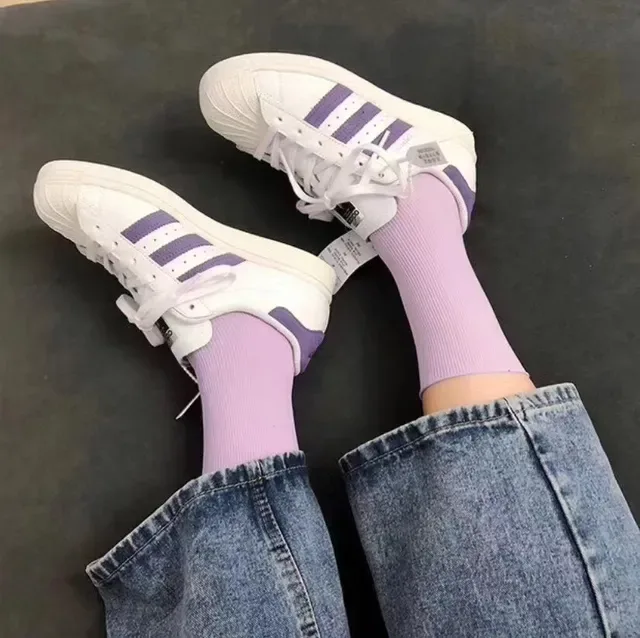 Adidas Superstar White and Purple Lifestyle Sneakers 14