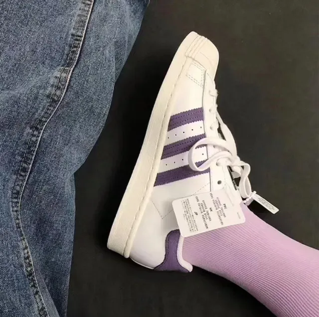 Adidas Superstar White and Purple Lifestyle Sneakers 15