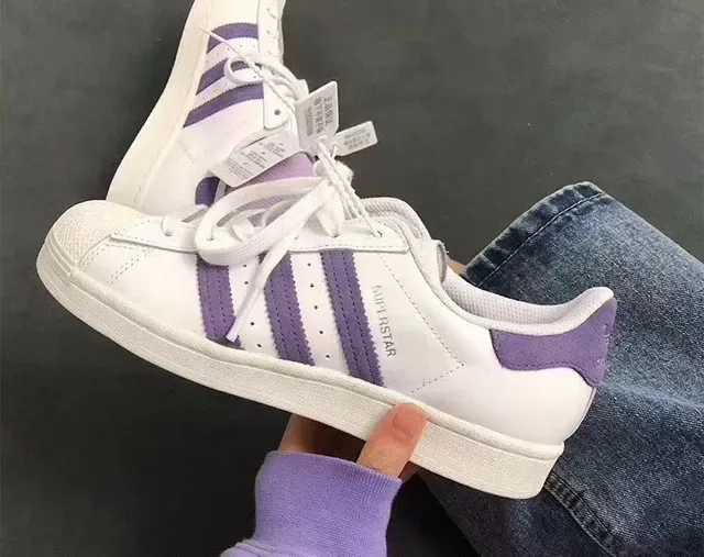 Adidas Superstar White and Purple Lifestyle Sneakers 16