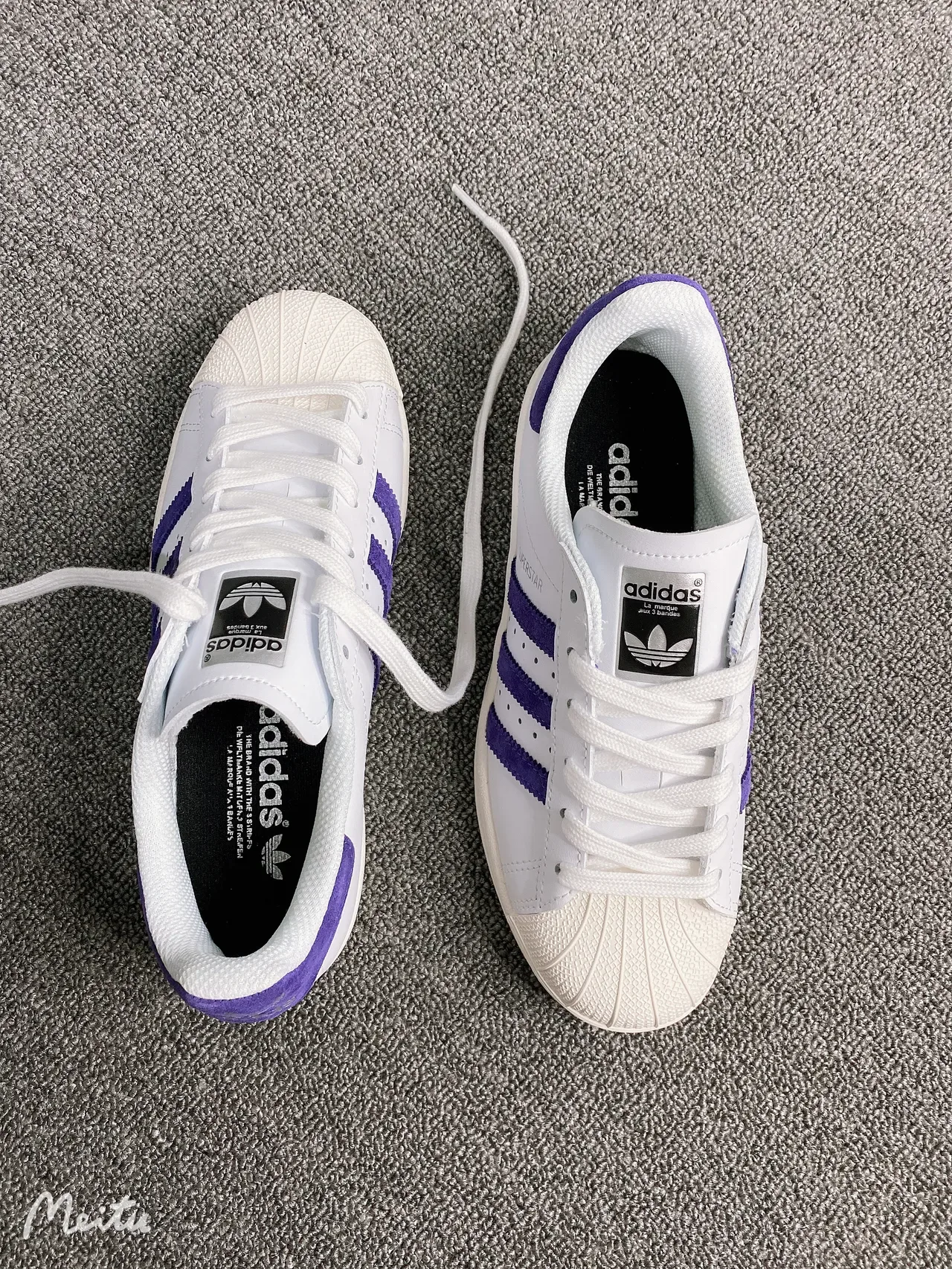 Adidas Superstar White and Purple Lifestyle Sneakers 17