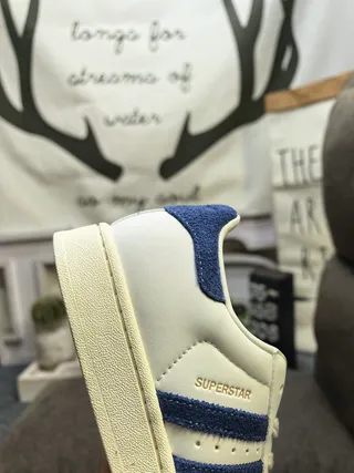 Adidas Superstar White and Royal Blue Lifestyle Sneakers 3