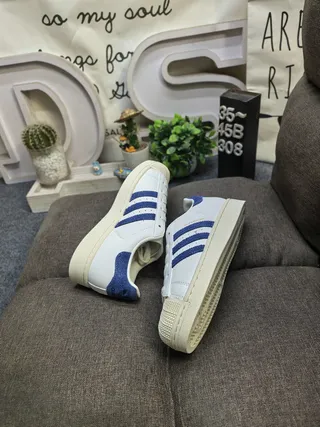 Adidas Superstar White and Royal Blue Lifestyle Sneakers 6