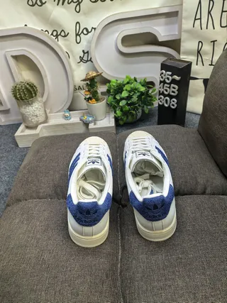 Adidas Superstar White and Royal Blue Lifestyle Sneakers 8