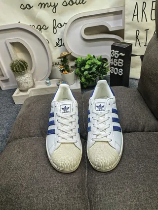Adidas Superstar White and Royal Blue Lifestyle Sneakers 10