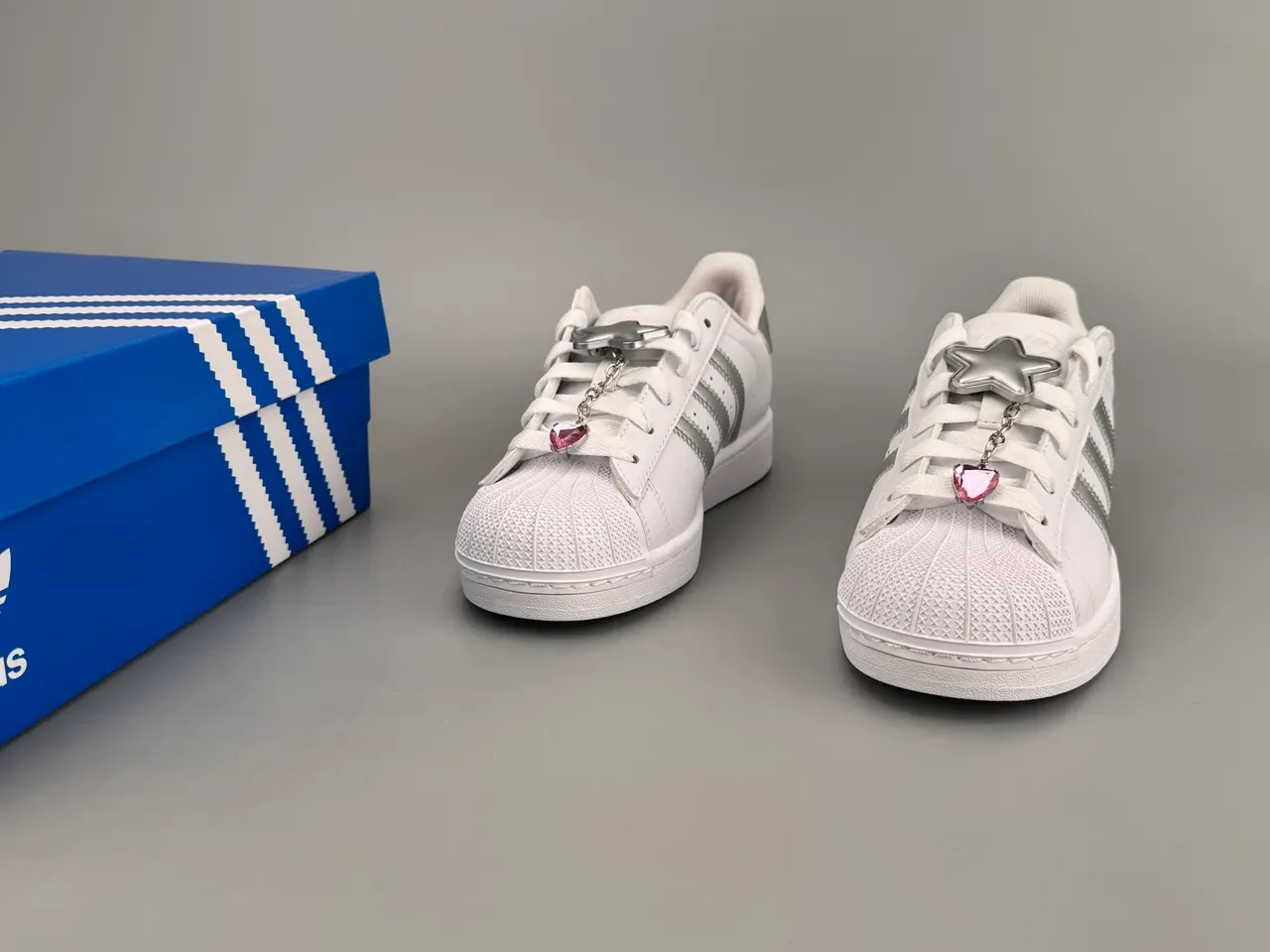 Adidas Superstar White and Silver Metallic Lifestyle Sneakers 3