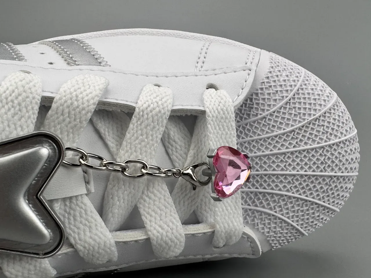 Adidas Superstar White and Silver Metallic Lifestyle Sneakers 4