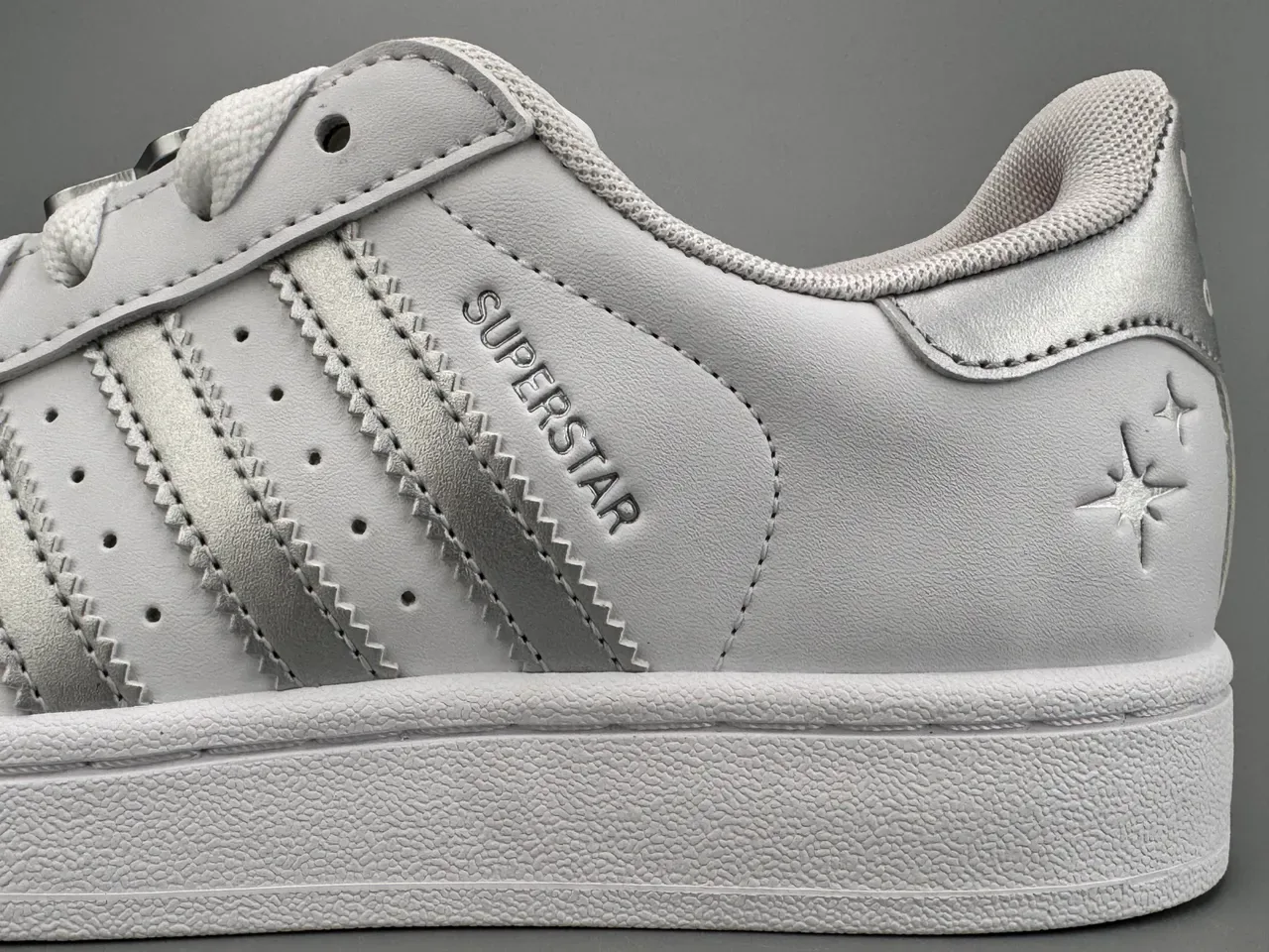 Adidas Superstar White and Silver Metallic Lifestyle Sneakers 6