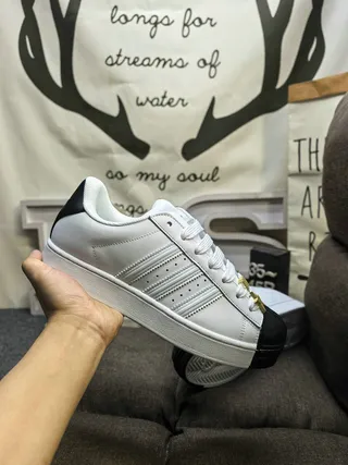 Adidas Superstar White Black Shell-Toe Three-Stripe Lifestyle Sneakers 5