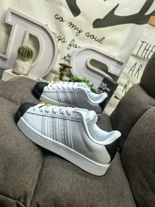 Adidas Superstar White Black Shell-Toe Three-Stripe Lifestyle Sneakers 7
