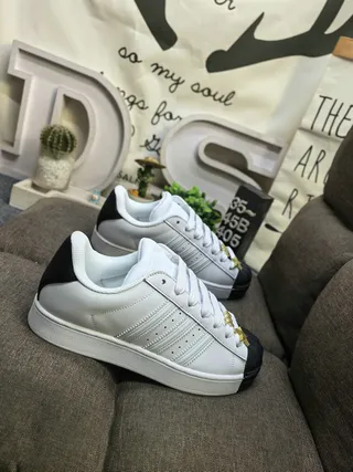 Adidas Superstar White Black Shell-Toe Three-Stripe Lifestyle Sneakers 9