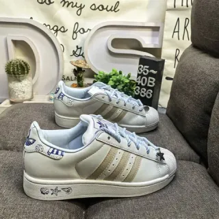 Adidas Superstar सफेद नीला Shell-Toe Three-Stripe जीवनशैली स्नीकर