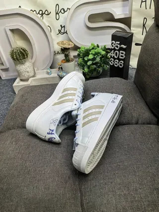 Adidas Superstar White Blue Shell-Toe Three-Stripe Lifestyle Sneakers 6